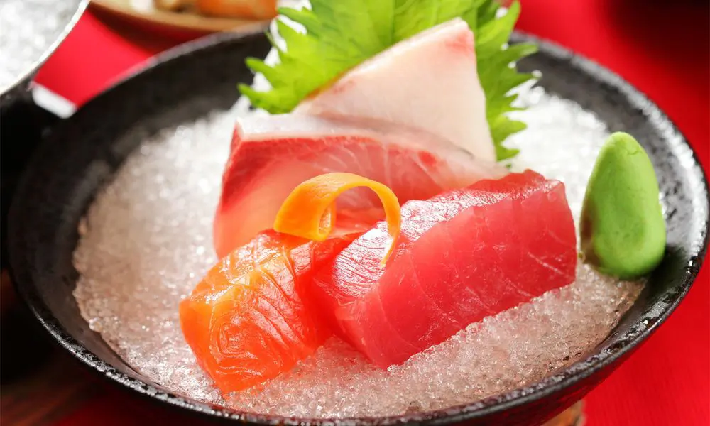 Mixed sashimi on ice with wasabi at Sushi Infinity, a Japanese Restaurant in Halifax